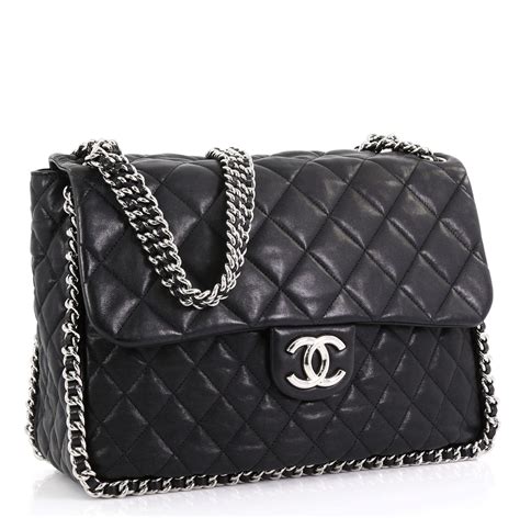 chanel chain around flap bag quilted leather medium|chanel wallet on chain measurements.